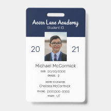 Badge d'identification étudiant pour l'école à la 