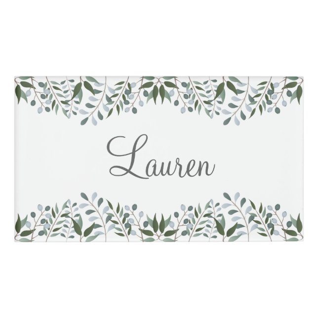 Badge D'identification Eucalyptus Vert Floral (Devant)