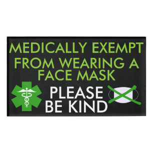 Badge D'identification Exonéré Médicalement Des Masques Visuels