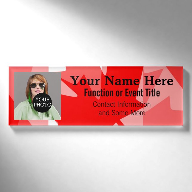 Badge D'identification Facile à faire votre propre logo photo canadien ét (Devant)