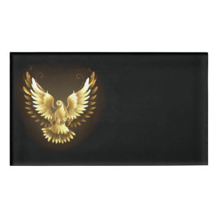 Badge D'identification Faux Gold Foil Peace Dove en noir