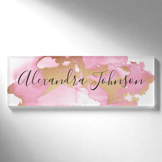 Badge D'identification Fille laveuse rose et or (Devant)