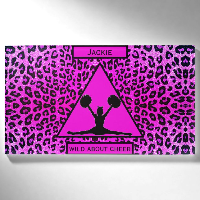 Badge D'identification Filles "Wild About Cheer" Leopard rose (Devant)