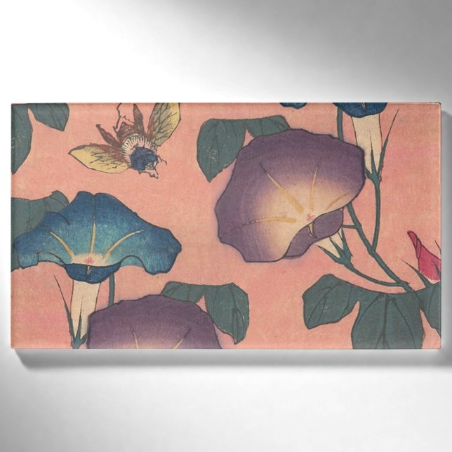 Badge D'identification Fleur d'abeille rose classique Hokusai Art (Devant)