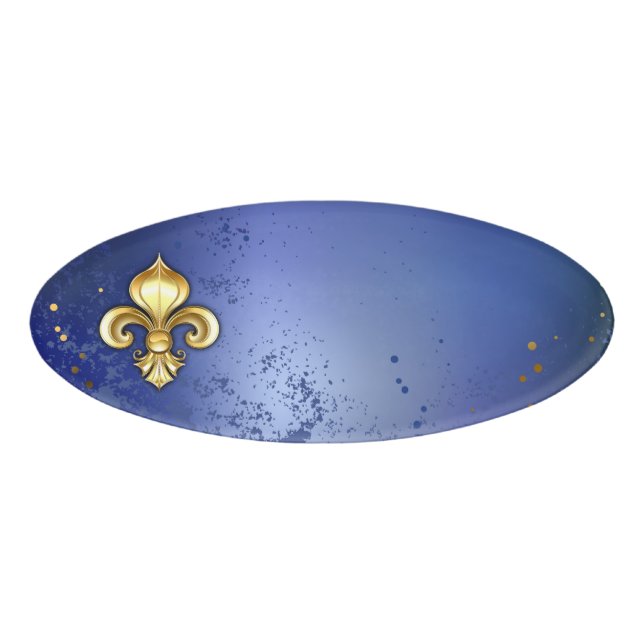 Badge D'identification Fleur de Lis dorée sur fond bleu (Devant)