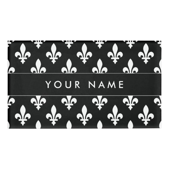 Badge D'identification Fleur de Lis Motif, française, royale, blanche (Devant)