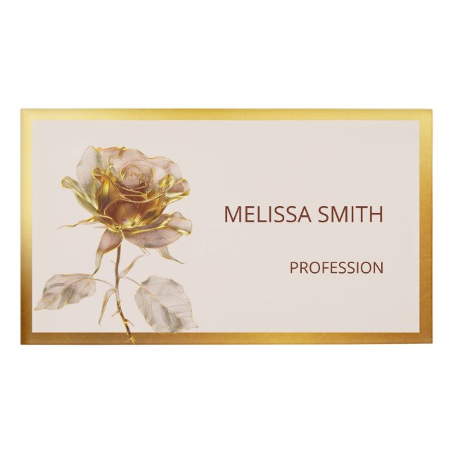 Badge D'identification Fleur Rose or Ethereal (Devant)