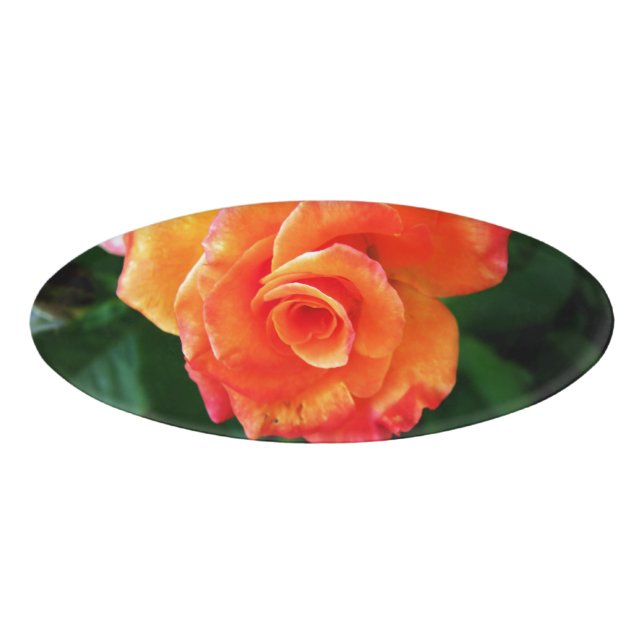 Badge D'identification Fleur rose orange (Devant)