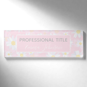 Badge D'identification Fleurs marguerites blanches Classy Design botaniqu