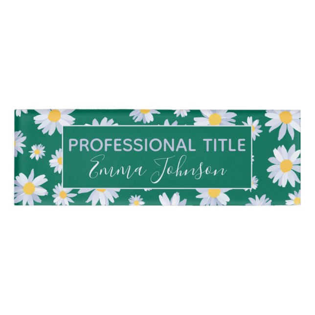 Badge D'identification Fleurs marguerites blanches de classe design botan (Devant)