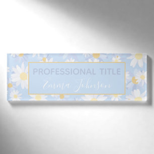 Badge D'identification Fleurs marguerites Bleues Classiques