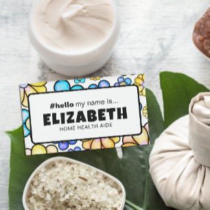 Badge D'identification Fleurs Rétro Mignonnes Bonjour Mon Nom Est Infirmi