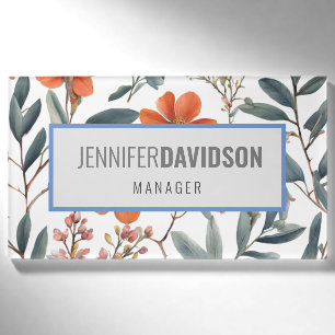 Badge D'identification Floral moderne minimaliste élégant professionnel