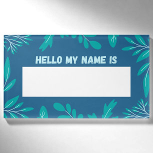 Badge D'identification Floral turquoise