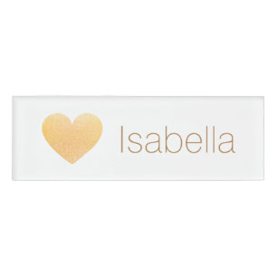 Badge D'identification Gold Parties scintillant Heart Salon Nom de l'empl