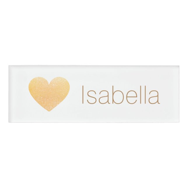 Badge D'identification Gold Parties scintillant Heart Salon Nom de l'empl (Devant)