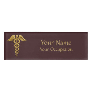 Badge D'identification Golden Double Snake Caduceus