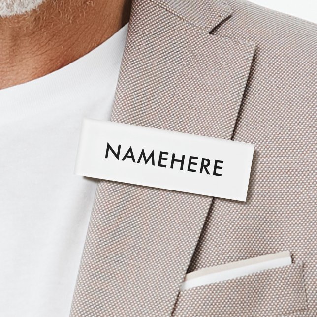 Badge D'identification Grandes Polices de base Simple Minimaliste Blanc (Créateur téléchargé)