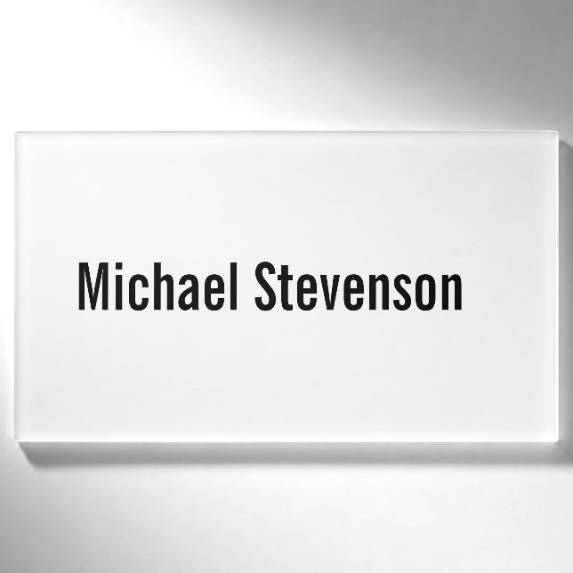 Badge D'identification Gras Texte Noir Blanc Personnalisé Plain Moderne (Devant)