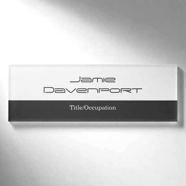 Badge D'identification Gris Blanc Minimal Moderne Gras (Devant)
