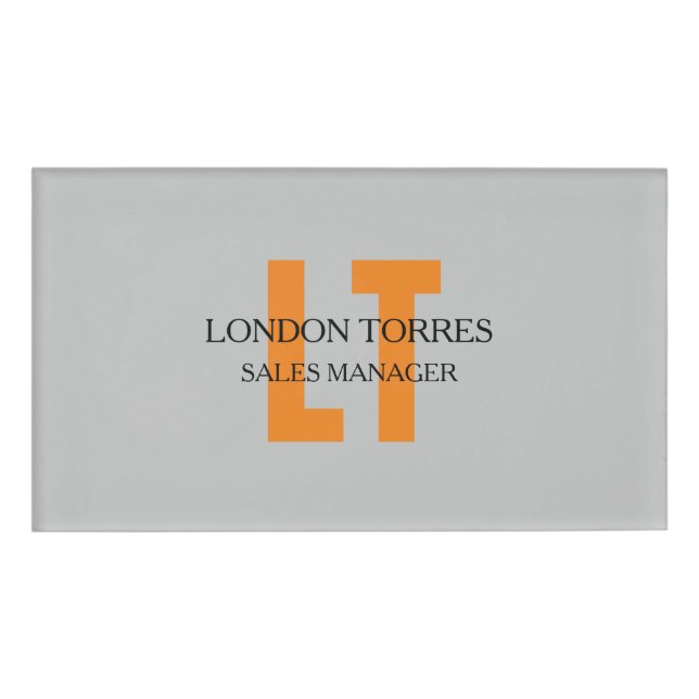 Badge D'identification Gris gris monogramme attrayant (Devant)