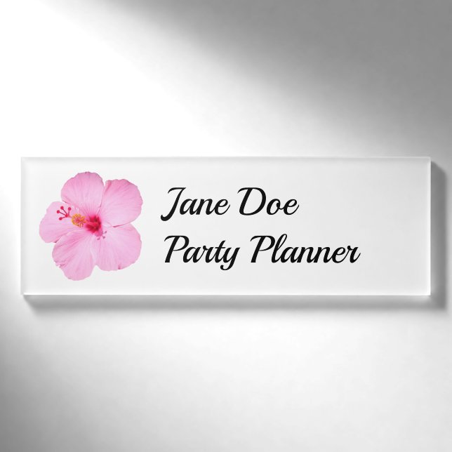 Badge D'identification Hibiscus rose Fleur tropicale (Devant)