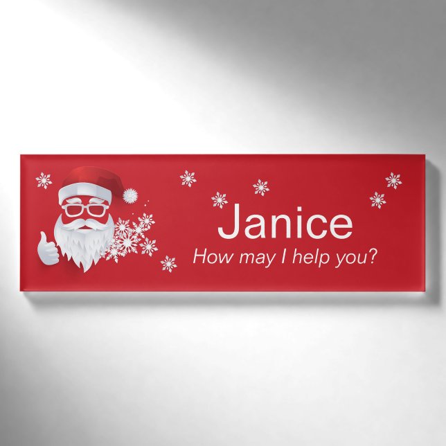 Badge D'identification Hip Santa Claus Papercut sur Red Christmas (Devant)