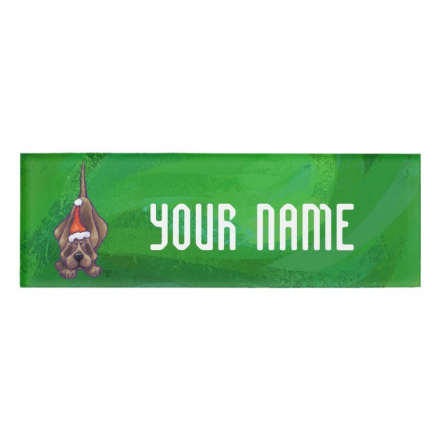 Badge D'identification Hound Chien Noël sur Green (Devant)