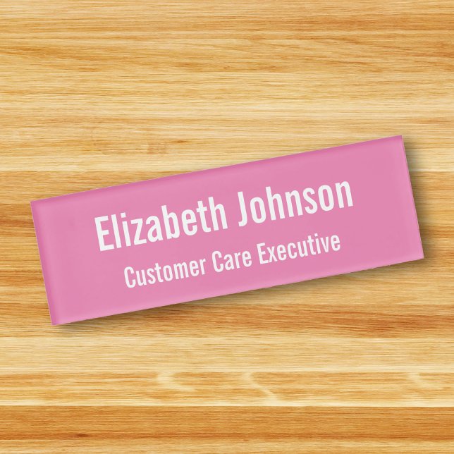 Badge D'identification ID magnétique rose clair professionnel personnalis (Personalized Professional Plain Pink Magnetic ID Name Tag)