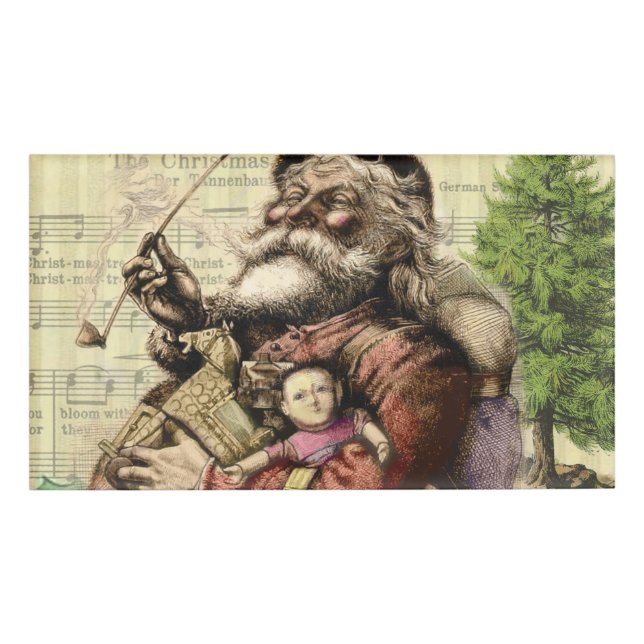 Badge D'identification Illustration classique de l'arbre du Père Noël joy (Devant)