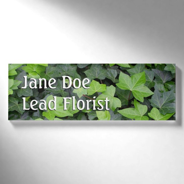Badge D'identification Impression botanique verte Ivy (Devant)
