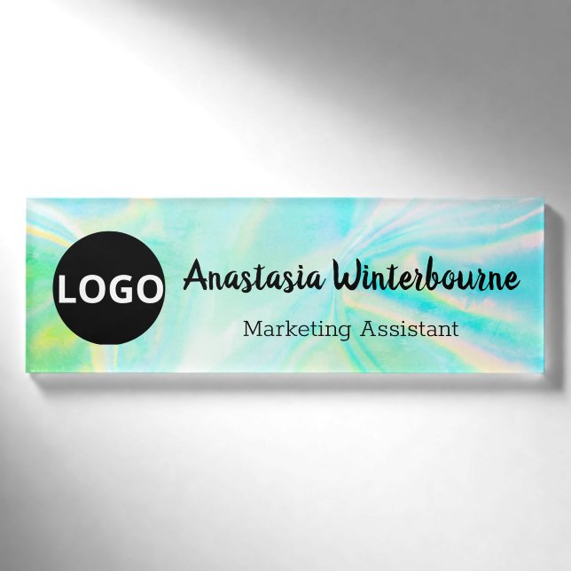 Badge D'identification Insigne de nom holographique - Logo personnalisé,  (Devant)