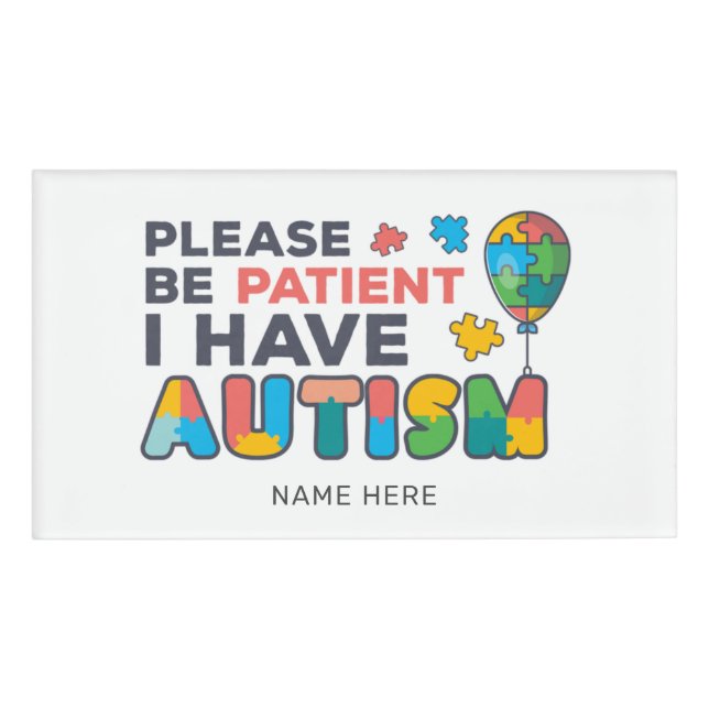 Badge D'identification J'Ai Autisme ID Vibrant Personnalisé (Devant)