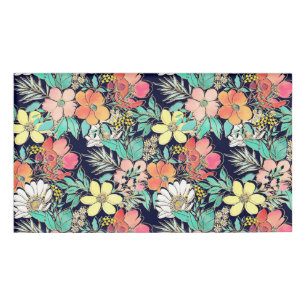 Badge D'identification Joli Fille rose Floral Golden Strokes Design