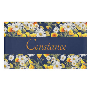 Badge D'identification Joli Motif Chamomile & Poppies