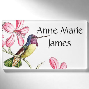 Badge D'identification La faune d'oiseaux de colibri fleurit l'étiquette