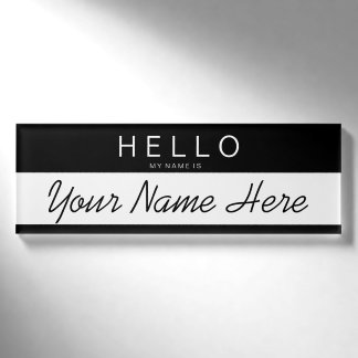 Badge D'identification La rayure noire et blanche "bonjour mon nom est…"