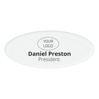 Badge D'identification Large Oval Magnetic Name Tag or Pin Custom Logo