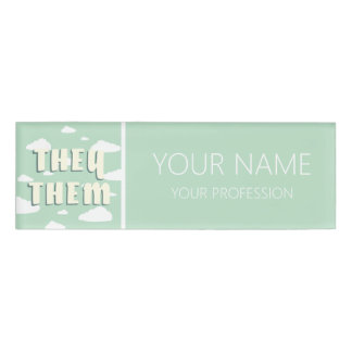 Badge D'identification Les nuages verts, eux Pronounounouns