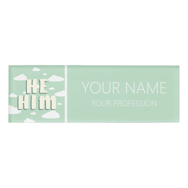 Badge D'identification Les nuages verts Il Lui Pronounounes (Devant)