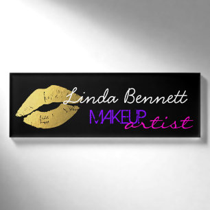 Badge D'identification Lèvres à la mode d'or pour le maquilleur