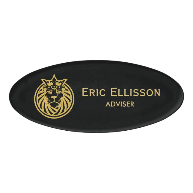 Badge D'identification Lion Avec Couronne - Style Or 4 (Devant)