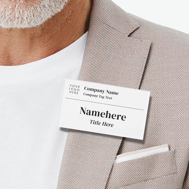 Badge D'identification Logo Business Modern Simple Clean Blanc Grand Titr (Créateur téléchargé)