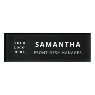 Badge D'identification Logo de l'employé Noir Blanc Simple