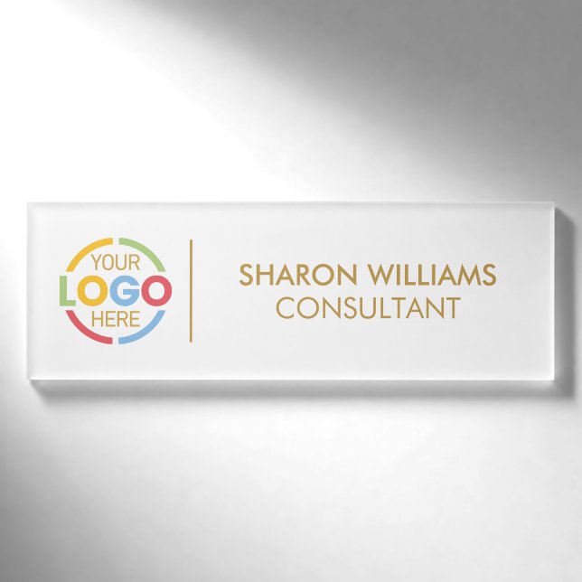 Badge D'identification Logo de l'entreprise sur mesure blanc et or Person (Devant)