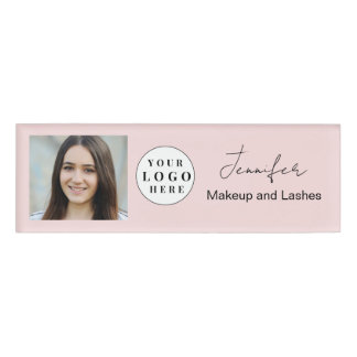 Badge D'identification Logo de script rose vif Maquillage photo