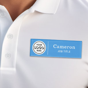 Badge D'identification Logo de société moderne bleu clair Employé