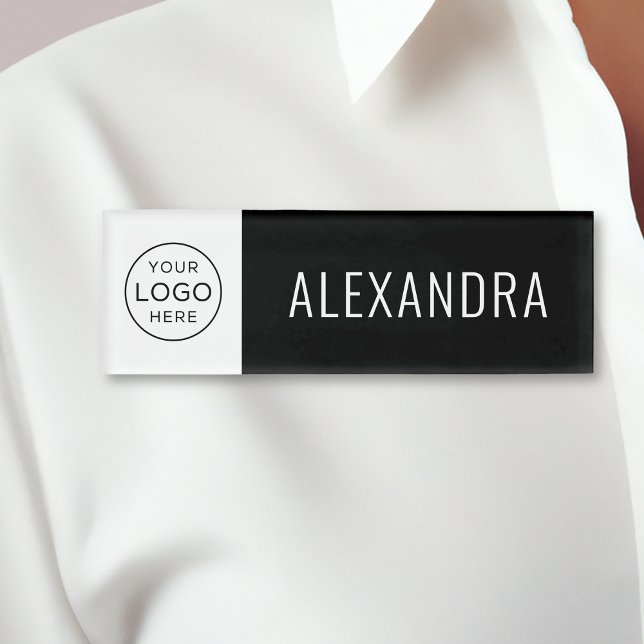 Badge D'identification Logo d'entreprise personnalisé noir employé (Créateur téléchargé)