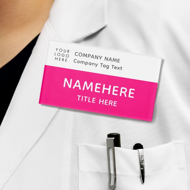 Badge D'identification Logo Entreprise Moderne Hot Pink Simple Titre de b (Créateur téléchargé)