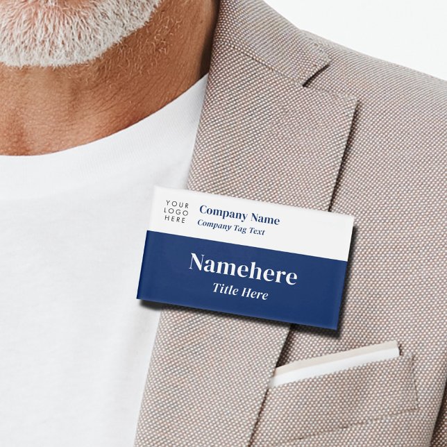 Badge D'identification Logo Entreprise Moderne Simple Marine Bleu Grand T (Créateur téléchargé)